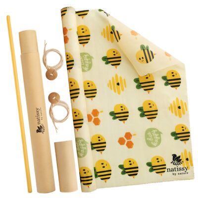 Beeswax Wraps, 1m Roll of Sustainable & Eco-Friendly Waxed Food Storage Cloths - Bees