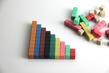 Règles à calcul en 10 couleurs (30 pièces) | Bâtonnets coulissants pour l'école d'apprentissage des mathématiques RE-Wood® 2