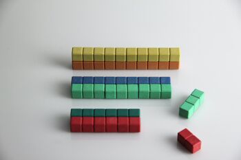Règles à calcul en 10 couleurs (30 pièces) | Bâtonnets coulissants pour l'école d'apprentissage des mathématiques RE-Wood® 3