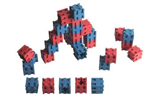 Steckwürfel rot/blau (30 Stück) | 2x2x2cm RE-Wood® Mathe lernen Grundschule
