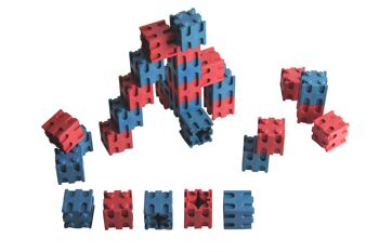 Stick cubes rouge/bleu (30 pièces) | 2x2x2cm RE-Wood® Learn math école primaire 1