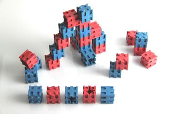 Stick cubes rouge/bleu (30 pièces) | 2x2x2cm RE-Wood® Learn math école primaire 2