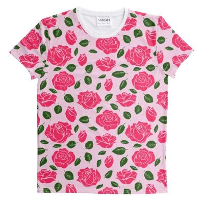 Rose pattern Cut And Sew All Over Print T Shirt