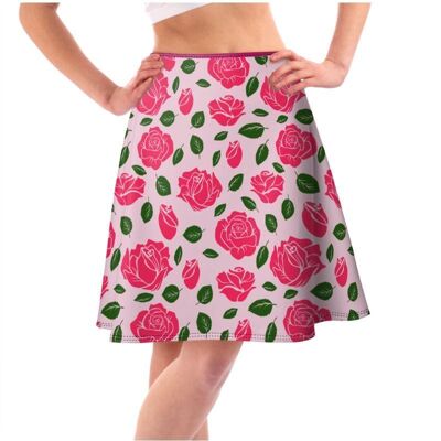 Rose pattern Flared Skirt