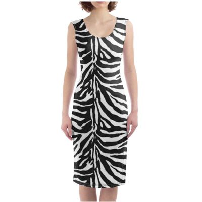 Black and white zebra pattern body con dress