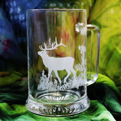 Beer glass with engraving deer 0.5 l