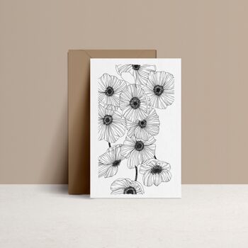 ANEMONE - carte double et enveloppe en Kraft