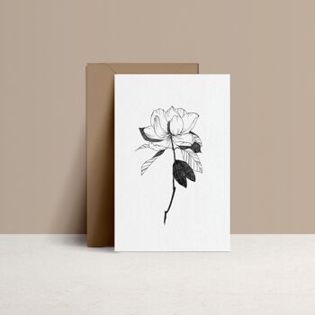 MAGNOLIA - carte double et enveloppe en Kraft 1