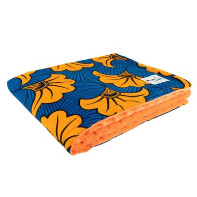 Orange Hibiscus | African print newborn blanket & pillow set