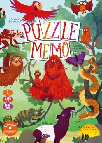 Puzzle Mémo - SECRET RAIN FOREST, jeu enfant en 4 langues à partir de 5 ans avec figurines en bois 3
