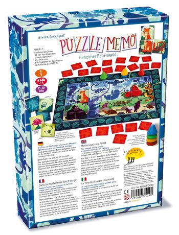 Puzzle Mémo - SECRET RAIN FOREST, jeu enfant en 4 langues à partir de 5 ans avec figurines en bois 5