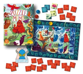 Puzzle Mémo - SECRET RAIN FOREST, jeu enfant en 4 langues à partir de 5 ans avec figurines en bois 6