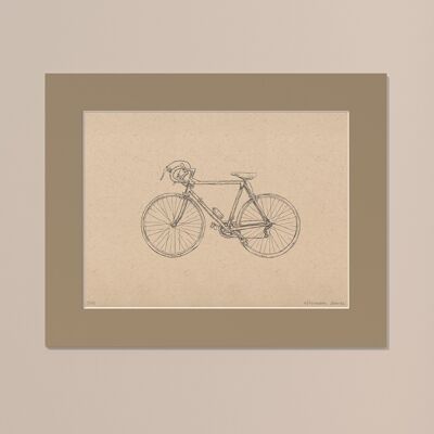 Drucken Rennrad mit Passepartout | 24cm x 30cm | Linoleum