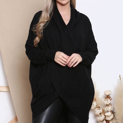 Black low neck layered top