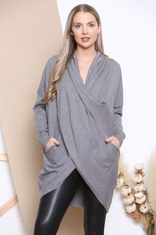 Grey low neck layered top