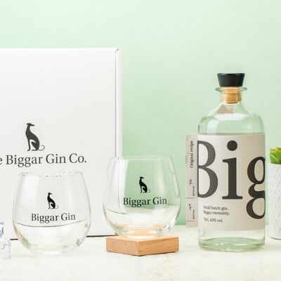 Build a Gift Box- Compartment1: Biggar Strength Gin(£42.80)
                              Compartment1: 2xBranded Glasses(£9.96)
