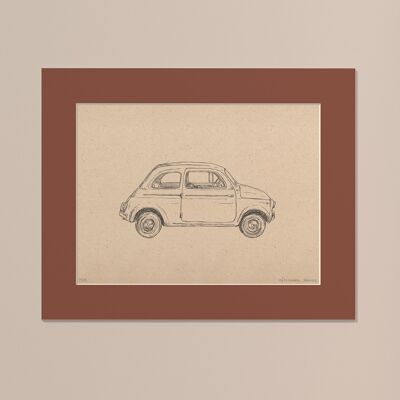 Stampa Fiat 500 con passe-partout | 24 cm x 30 cm | Casa Otellic