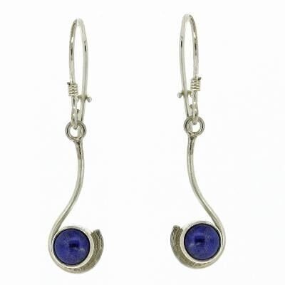 Boucles d'oreilles à pierre unique et boîte de présentation Lapis Lazuli Curve
