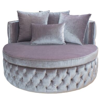 Causeuse velours taupe foncé - 80cm