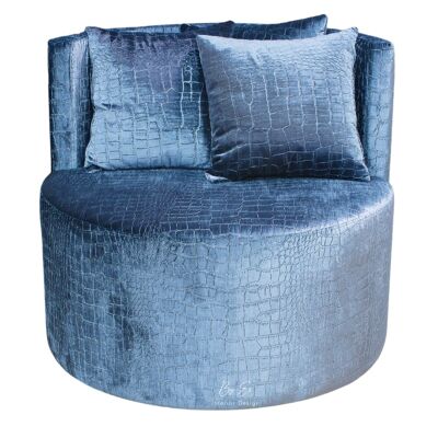 Love Seat blauer Kroko-Samt - 80cm