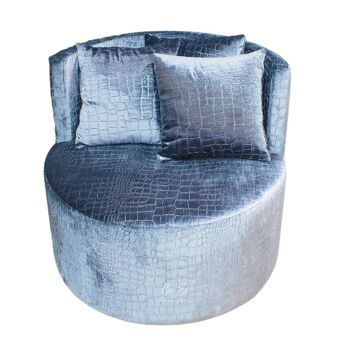 Causeuse velours Croco bleu - 100cm 2