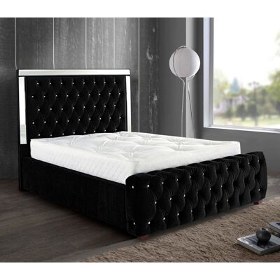 Elegance Mirrored Bed Small Double Plush Velvet Black