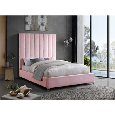 Alexo Bed Small Double Plush Velvet Pink