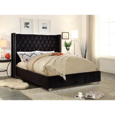 Adriana Bed Small Double Plush Velvet Black