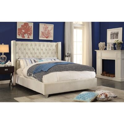 Adriana Bed King Plush Velvet Cream