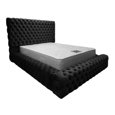 Sultan Bed Double Plush Velvet Black