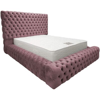 Sultan Bed Double Plush Velvet Pink