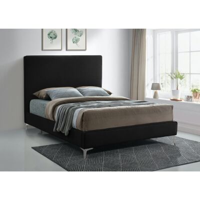 Glinis Bed Single Plush Velvet Black