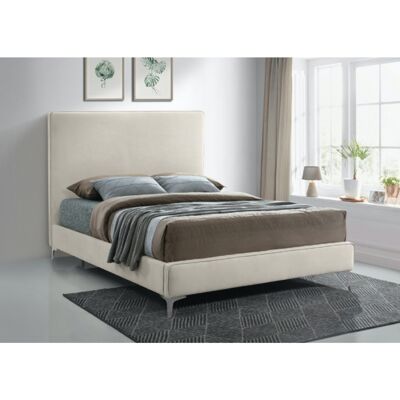 Glinis Bed Double Plush Velvet Cream