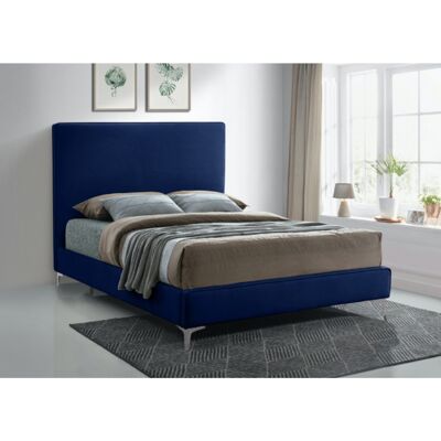 Glinis Bed Single Plush Velvet Blue