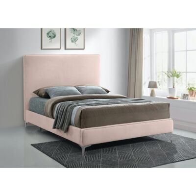 Glinis Bed Super King Plush Velvet Pink