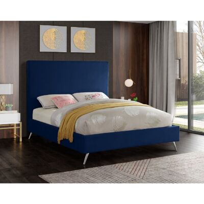 Jelson Bed Super King Plush Velvet Blue