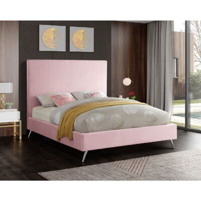 Jelson Bed Single Plush Velvet Pink