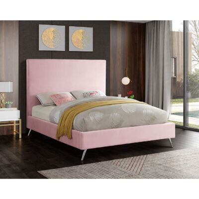 Jelson Bed Small Double Plush Velvet Pink