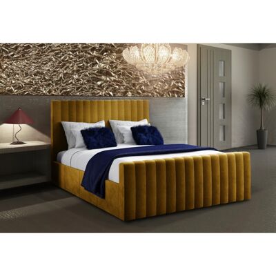 Keesa Bed Double Plush Velvet Mustard