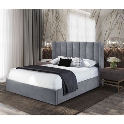 Marilynn Bed Super King Plush Velvet Steel