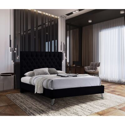 Casana Bed Double Plush Velvet Black