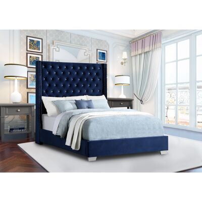 Nivana Bed Small Double Plush Velvet Blue