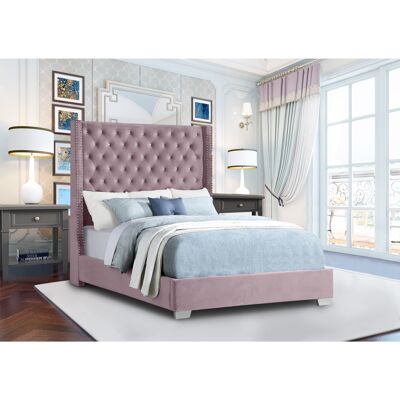 Nivana Bed Double Plush Velvet Pink