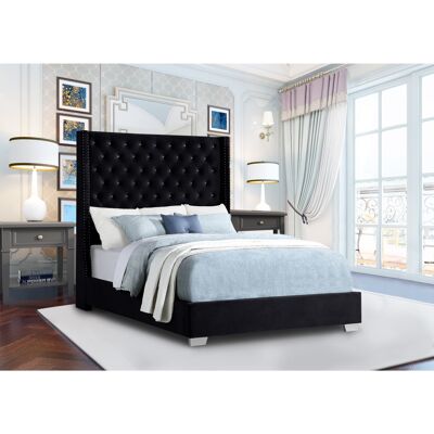 Nivana Bed Double Plush Velvet Black