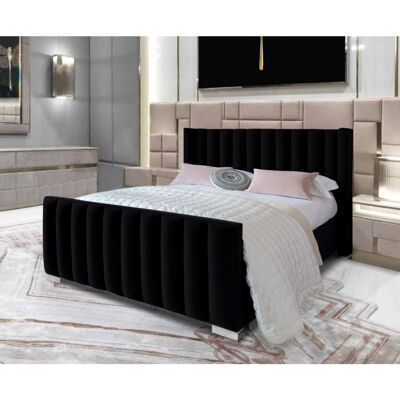 Melina Bed King Plush Velvet Black