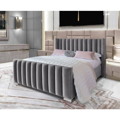 Melina Bed Single Plush Velvet Steel