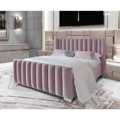 Melina Bed Double Plush Velvet Pink
