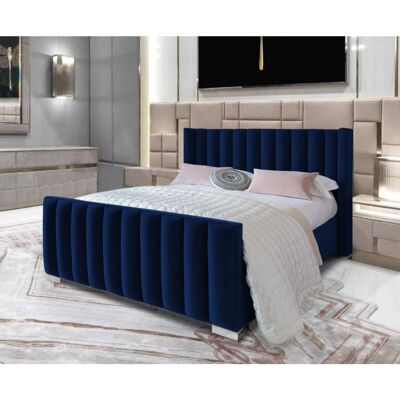 Melina Bed Double Plush Velvet Blue
