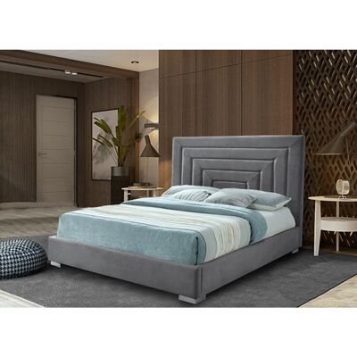 Lisso Bed King Plush Velvet Steel