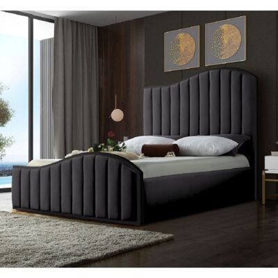 Magnifik Bed King Plush Velvet Steel